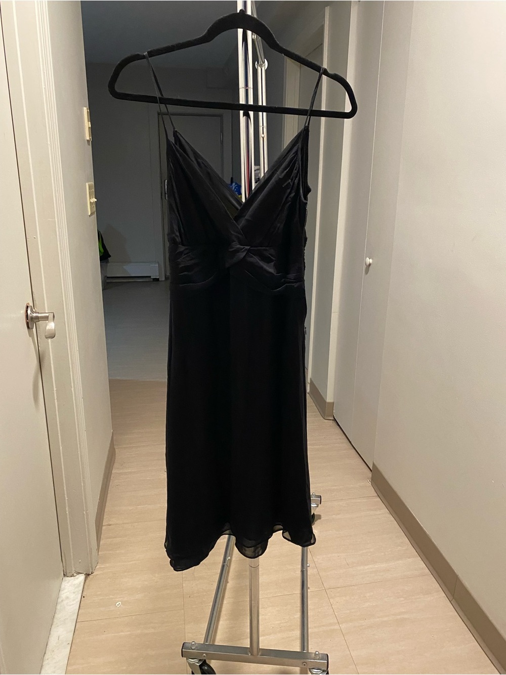 Forever 21 Black Satin Twist-Front Slip Dress